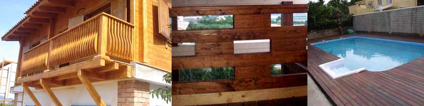 Balconada y divisoria acabados en madera